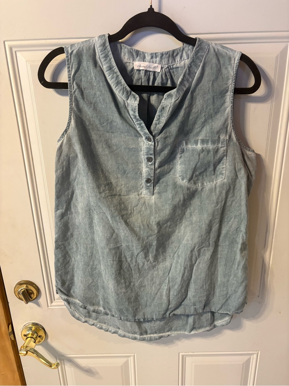 Sleeveless Light Greenish / Blue Distressed Look Brand Unknown